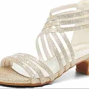 Ellimore Little Girls Sandal High Heel Shoes Open Toe Pump Size 4 (36 EUROPEAN)